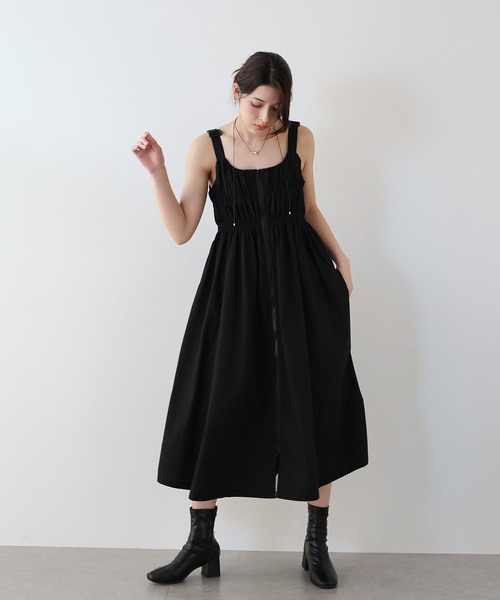 J by blue(ジェイバイブルー)の「ダブルジップキャミワンピース(ワンピース・レディース・グレー/ブラック・MEDIUM)」の1枚目の写真