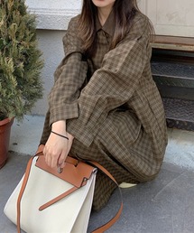 Kuroba（クロバ）の「チェック柄衿配色ワンピース（ワンピース）」