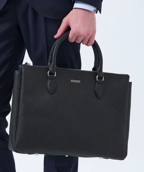MACKINTOSH PHILOSOPHY(マッキントッシュ フィロソフィー)の「【25年春夏モデル】サフィアーノレザー ブリーフトート(トートバッグ・メンズ・ブラック/ダークネイビー・FREE)」の3枚目の写真