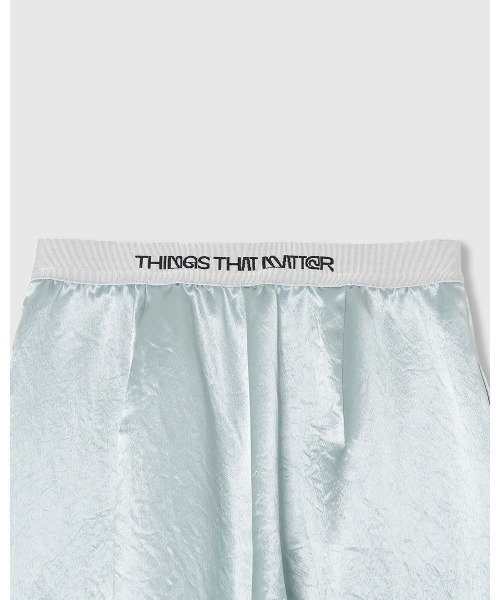 THINGS THAT MATTER（シングス ザット マター）の「ACETATE SATIN DOUBLE TUCK WIDE PANTS  / アセテートサテンダブルタックワイドパンツ（その他パンツ・レディース・グリーン/ピンク/イエロー/ブラック/パープル/ダークグリーン/ブラウン・1/2）」の12枚目の写真
