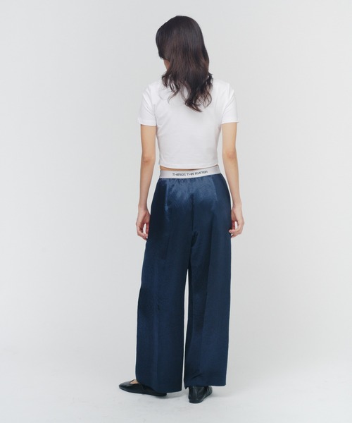 THINGS THAT MATTER（シングス ザット マター）の「ACETATE SATIN DOUBLE TUCK WIDE PANTS  / アセテートサテンダブルタックワイドパンツ（その他パンツ・レディース・グリーン/ピンク/イエロー/ブラック/パープル/ダークグリーン/ブラウン/ミント・1/2）」の21枚目の写真