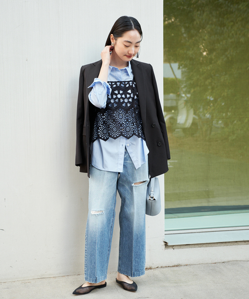 plage（プラージュ）の「Twill W Breasted ジャケット（テーラードジャケット・レディース・ブラック/ベージュ・38/36）」の6枚目の写真