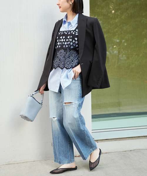 plage（プラージュ）の「Twill W Breasted ジャケット（テーラードジャケット・レディース・ブラック/ベージュ・38/36）」の7枚目の写真