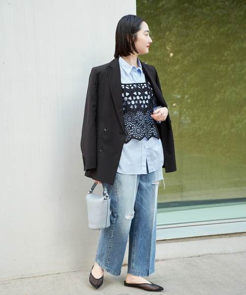 plage（プラージュ）の「Twill W Breasted ジャケット（テーラードジャケット・レディース・ブラック/ベージュ・38/36）」の8枚目の写真