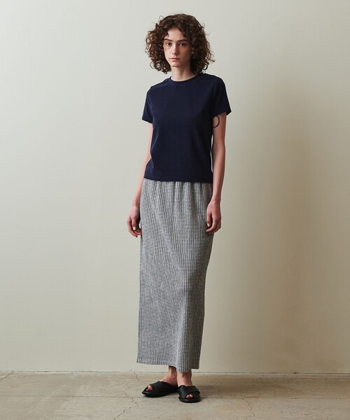 Steven Alan（スティーブンアラン）の「＜Steven Alan＞クレープ チェック イージー ロングスカート（スカート・レディース・ベージュ/ライラック/オフホワイト・S/M）」の4枚目の写真