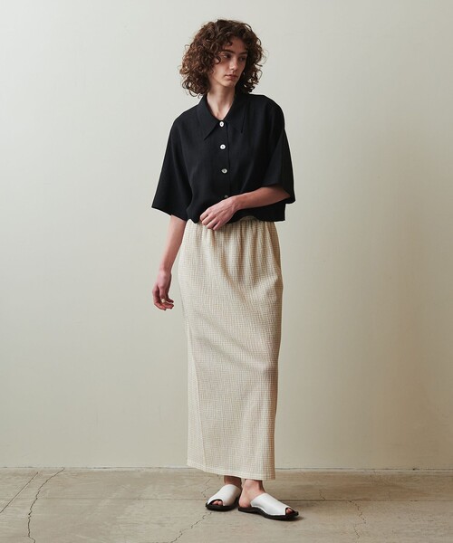 Steven Alan（スティーブンアラン）の「＜Steven Alan＞クレープ チェック イージー ロングスカート（スカート・レディース・ベージュ/ライラック/オフホワイト・S/M）」の6枚目の写真