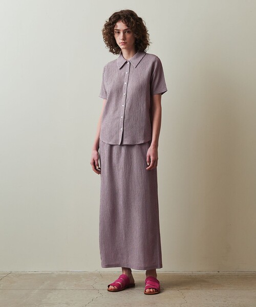 Steven Alan＞クレープ チェック イージー ロングスカート