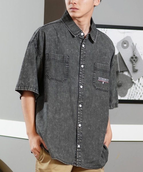 TWN正規品★23SS★Highwashing デニム 半袖シャツ ユニセックス)ウォッシングデニム半袖シャツ | ファッション通販
