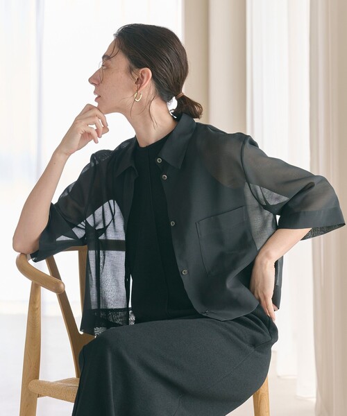 BEAUTY&YOUTH UNITED ARROWS(ビューティーアンドユースユナイテッドアローズ)の「ポリエステル オーガンジー シャツ -ウォッシャブル-(シャツ/ブラウス・レディース・ベージュ/ケリーグリーン/ブラック/ライトピンク/ダークブラウン・FREE)」の8枚目の写真