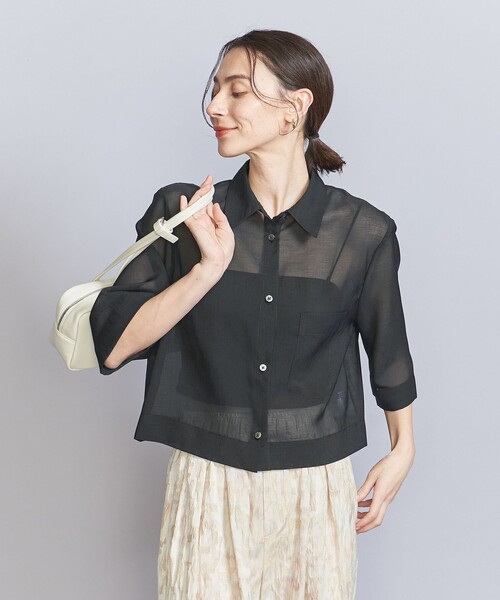 BEAUTY&YOUTH UNITED ARROWS(ビューティーアンドユースユナイテッドアローズ)の「ポリエステル オーガンジー シャツ -ウォッシャブル-(シャツ/ブラウス・レディース・ベージュ/ケリーグリーン/ブラック/ライトピンク/ダークブラウン・FREE)」の15枚目の写真