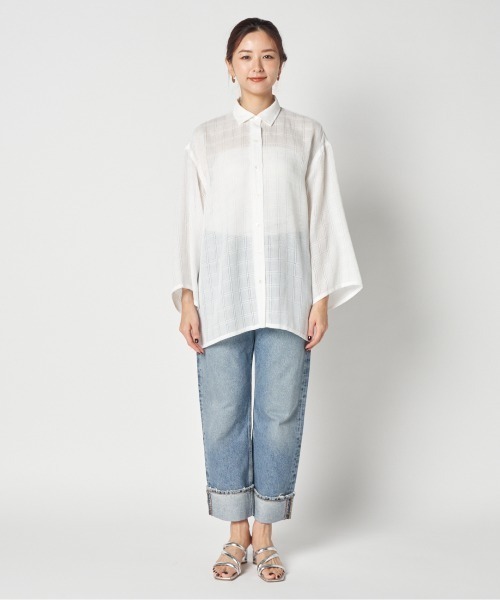 HELIOPOLE（エリオポール）の「LENO CLOTH SHIRT（シャツ/ブラウス・レディース・ブラック/ホワイト・38）」の9枚目の写真