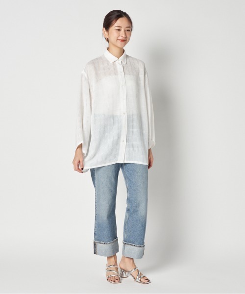 HELIOPOLE（エリオポール）の「LENO CLOTH SHIRT（シャツ/ブラウス・レディース・ブラック/ホワイト・38）」の6枚目の写真