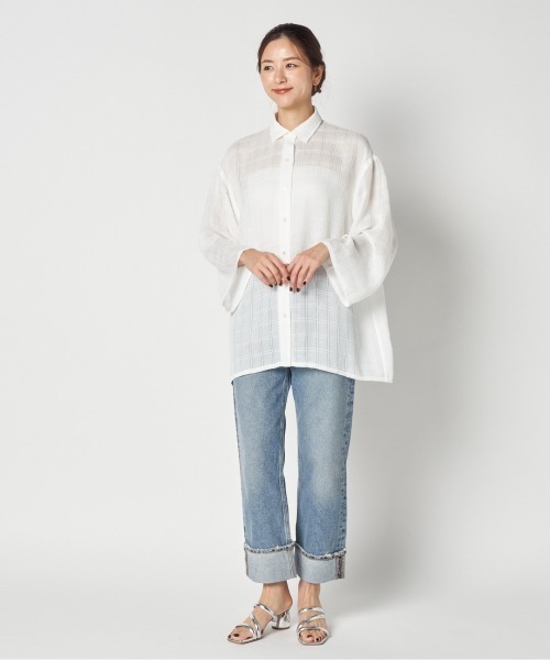 HELIOPOLE（エリオポール）の「LENO CLOTH SHIRT（シャツ/ブラウス・レディース・ブラック/ホワイト・38）」の5枚目の写真