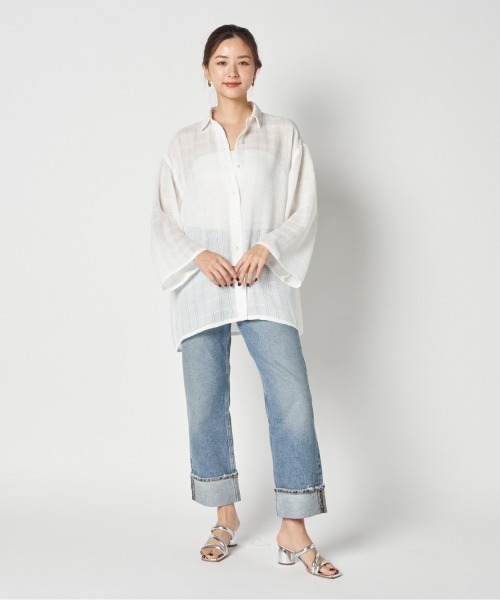 HELIOPOLE（エリオポール）の「LENO CLOTH SHIRT（シャツ/ブラウス・レディース・ブラック/ホワイト・38）」の4枚目の写真