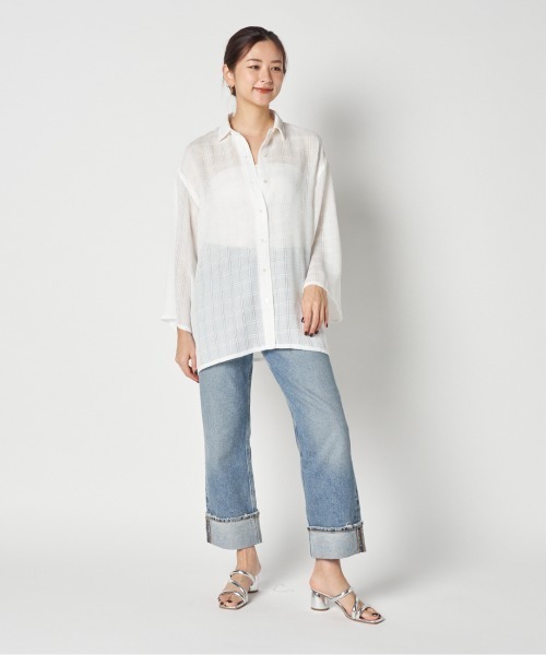 HELIOPOLE（エリオポール）の「LENO CLOTH SHIRT（シャツ/ブラウス・レディース・ブラック/ホワイト・38）」の3枚目の写真