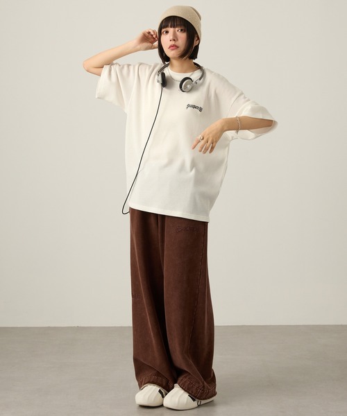 Stone  カットソー セール】【Snap club】グラフィックラインストーンワッフル半袖T