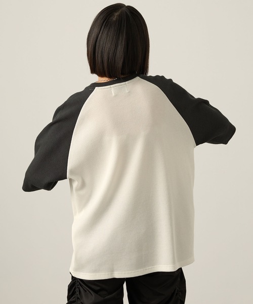 Snap club(スナップクラブ)の「【Snap club】グラフィックラインストーンワッフル半袖Tシャツ(Tシャツ/カットソー・レディース・ワイン/オフホワイト/ダークネイビー/スミクロ/ブラック系・M/L)」の12枚目の写真