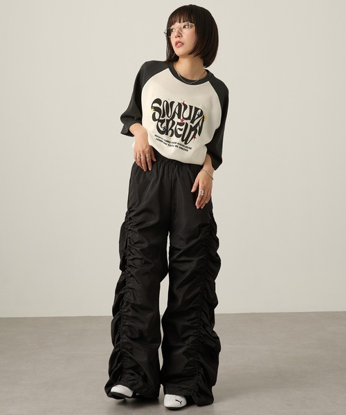 Snap club(スナップクラブ)の「【Snap club】グラフィックラインストーンワッフル半袖Tシャツ(Tシャツ/カットソー・レディース・ワイン/オフホワイト/ダークネイビー/スミクロ/ブラック系・M/L)」の21枚目の写真