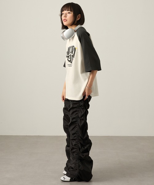 Snap club(スナップクラブ)の「【Snap club】グラフィックラインストーンワッフル半袖Tシャツ(Tシャツ/カットソー・レディース・ワイン/オフホワイト/ダークネイビー/スミクロ/ブラック系・M/L)」の19枚目の写真