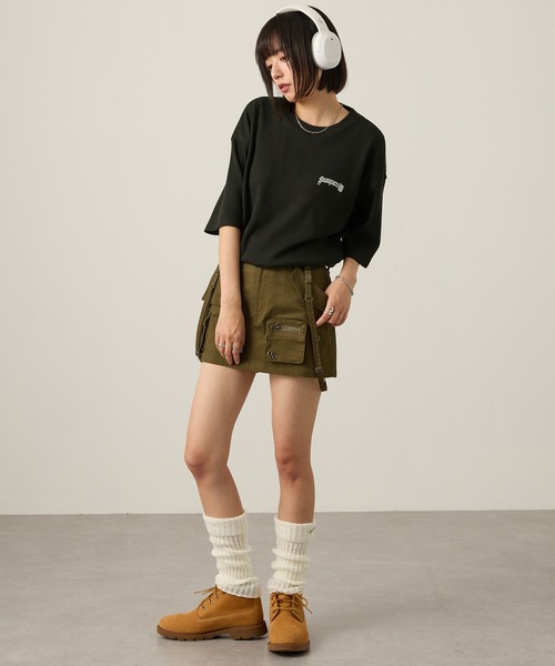 Snap club(スナップクラブ)の「【Snap club】グラフィックラインストーンワッフル半袖Tシャツ(Tシャツ/カットソー・レディース・ワイン/オフホワイト/ダークネイビー/スミクロ/ブラック系・M/L)」の10枚目の写真