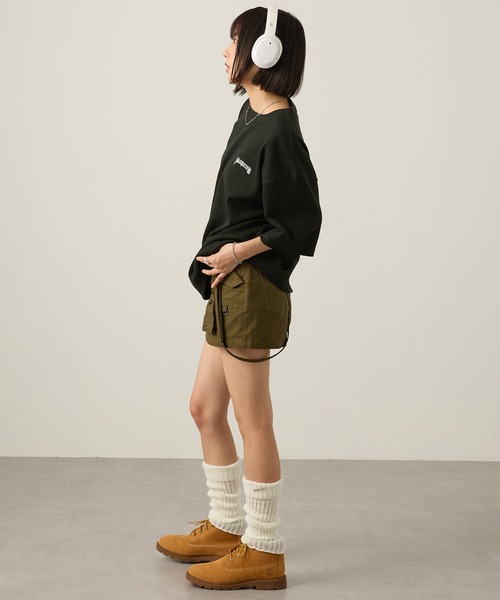 Snap club(スナップクラブ)の「【Snap club】グラフィックラインストーンワッフル半袖Tシャツ(Tシャツ/カットソー・レディース・ワイン/オフホワイト/ダークネイビー/スミクロ/ブラック系・M/L)」の7枚目の写真