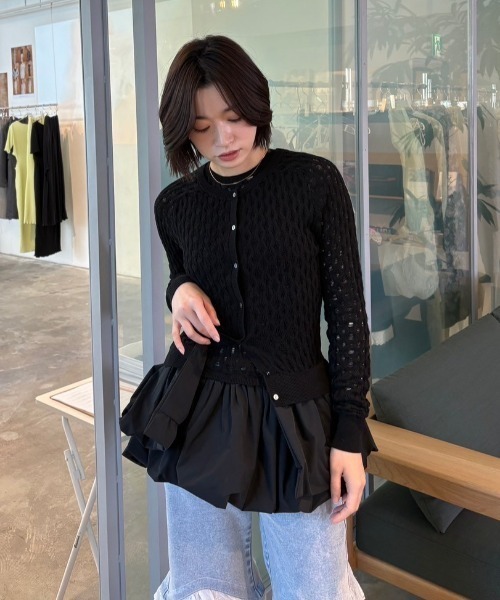 HONEY MI HONEY（ハニーミーハニー）の「taffeta balloon cardigan（カーディガン/ボレロ・レディース・オフホワイト/ブラック/グレー・FREE）」の15枚目の写真