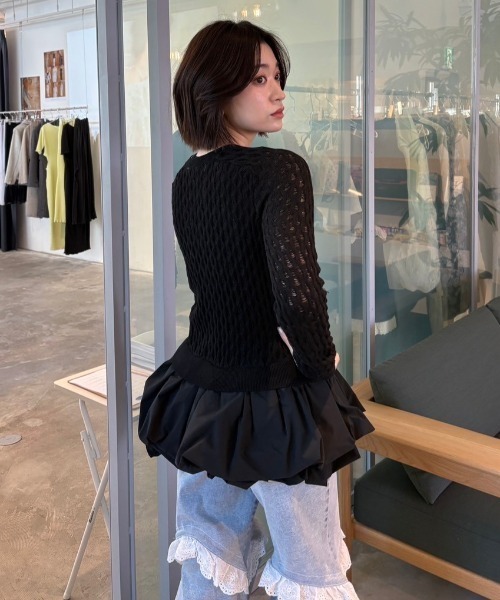 HONEY MI HONEY（ハニーミーハニー）の「taffeta balloon cardigan（カーディガン/ボレロ・レディース・オフホワイト/ブラック/グレー・FREE）」の16枚目の写真