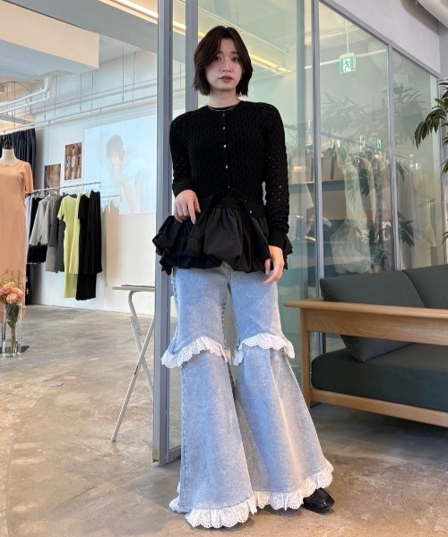 HONEY MI HONEY（ハニーミーハニー）の「taffeta balloon cardigan（カーディガン/ボレロ・レディース・オフホワイト/ブラック/グレー・FREE）」の19枚目の写真