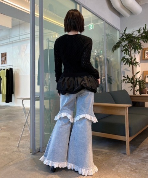 HONEY MI HONEY（ハニーミーハニー）の「taffeta balloon cardigan（カーディガン/ボレロ・レディース・オフホワイト/ブラック/グレー・FREE）」の4枚目の写真