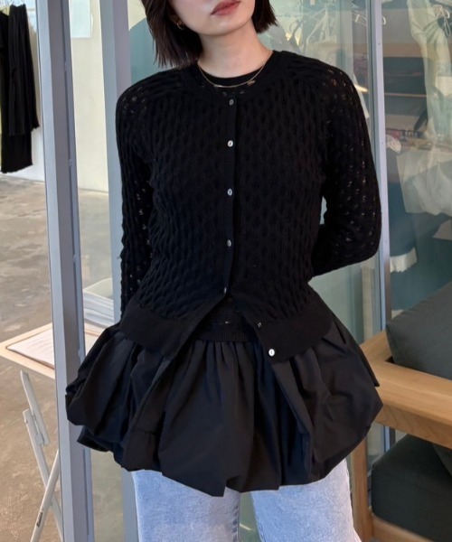 HONEY MI HONEY（ハニーミーハニー）の「taffeta balloon cardigan（カーディガン/ボレロ・レディース・オフホワイト/ブラック/グレー・FREE）」の21枚目の写真