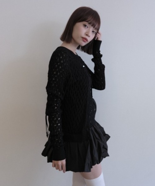 HONEY MI HONEY（ハニーミーハニー）の「taffeta balloon cardigan（カーディガン/ボレロ・レディース・オフホワイト/ブラック/グレー・FREE）」の22枚目の写真