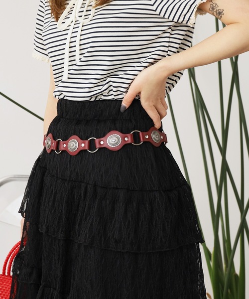 ROOPTOKYO(ループトウキョウ)の「ヴィンテージ風 ウエスタンベルト 【4collar】(ベルト・メンズ・ブラック/レッド/キャメル/ブラウン・FREE)」の4枚目の写真