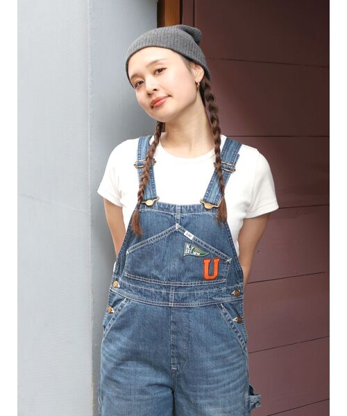 Lee（リー）の「Lee別注 ワッペンデザインデニムサロペット（つなぎ/オールインワン・レディース・アイボリー/ブルー・SMALL/MEDIUM）」の9枚目の写真