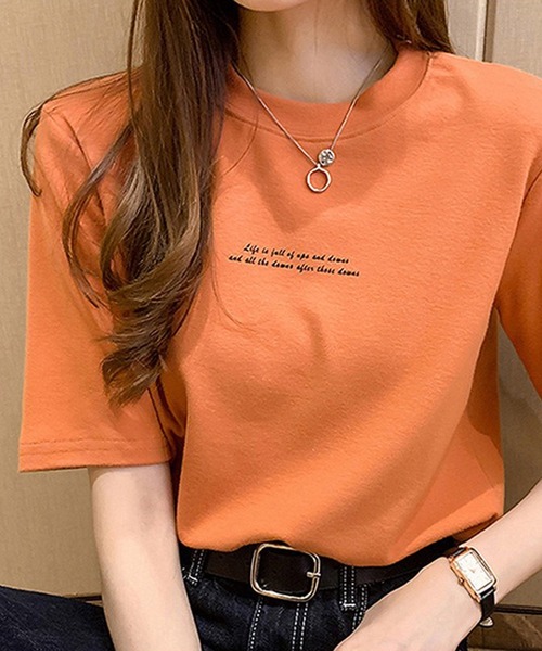 Lace Ladies（レースレディース）の「配色 ロゴプリント クルーネック 半袖 Tシャツ（Tシャツ/カットソー・レディース・ホワイト/グリーン/オレンジ/ブラック・M/XL）」の4枚目の写真