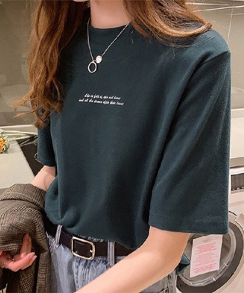 Lace Ladies（レースレディース）の「配色 ロゴプリント クルーネック 半袖 Tシャツ（Tシャツ/カットソー・レディース・ホワイト/グリーン/オレンジ/ブラック・M/XL）」の3枚目の写真