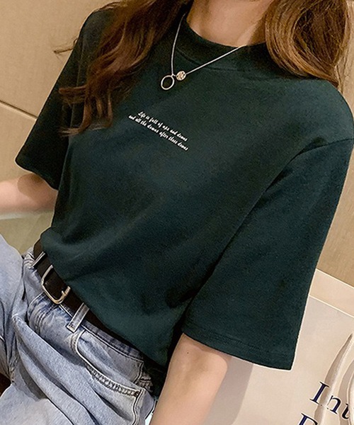 Lace Ladies（レースレディース）の「配色 ロゴプリント クルーネック 半袖 Tシャツ（Tシャツ/カットソー・レディース・ホワイト/グリーン/オレンジ/ブラック・M/XL）」の9枚目の写真