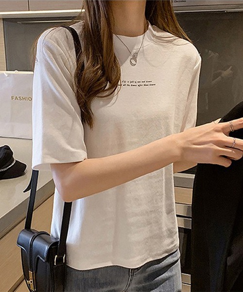 Lace Ladies（レースレディース）の「配色 ロゴプリント クルーネック 半袖 Tシャツ（Tシャツ/カットソー・レディース・ホワイト/グリーン/オレンジ/ブラック・M/XL）」の13枚目の写真