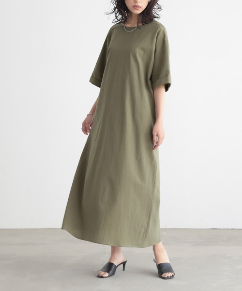 for/c（フォーシー）の「[低身長/高身長向けサイズ有]バックツイストワンピース【サスティナブル】（ワンピース・レディース・ブラック/カーキ・M/L/PM/TM）」の15枚目の写真