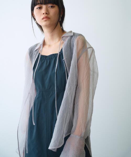 セール】sheer washer ribbon blouse（シャツ/ブラウス）｜CODE