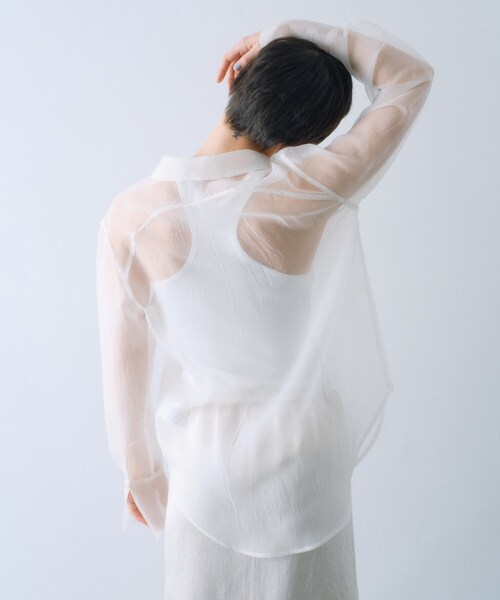 CODE A(コードエー)の「◆sheer washer ribbon blouse(シャツ/ブラウス・レディース・ホワイト/ライトグレー・00)」の10枚目の写真