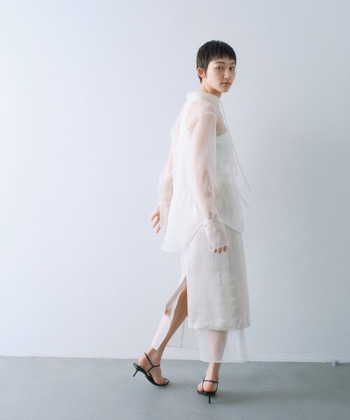 CODE A(コードエー)の「◆sheer washer ribbon blouse(シャツ/ブラウス・レディース・ホワイト/ライトグレー・00)」の11枚目の写真