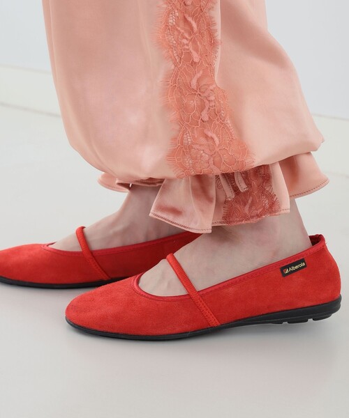 ALBEROLA（アルベローラ）の「【別注】ALBEROLA / フラットシューズ25SS　スエード（バレエシューズ・レディース・ブラック/レッド・36/37/38/39/35）」の4枚目の写真