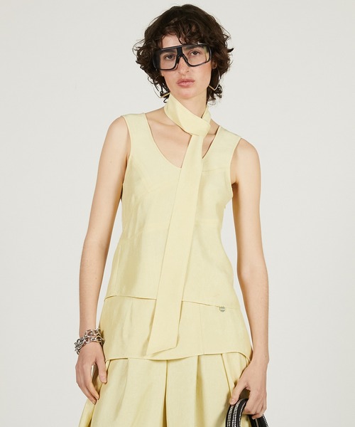 PRANK PROJECT(プランクプロジェクト)の「スカーフサテンタンク / Scarf Satin Tank(タンクトップ・レディース・ライトイエロー/アイボリー/ブラック・FREE)」の3枚目の写真