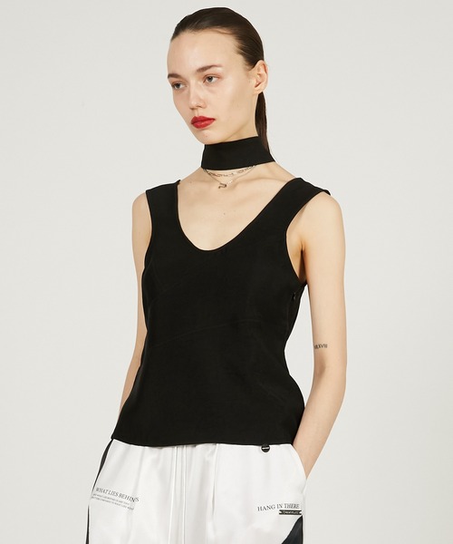 PRANK PROJECT(プランクプロジェクト)の「スカーフサテンタンク / Scarf Satin Tank(タンクトップ・レディース・ライトイエロー/アイボリー/ブラック・FREE)」の2枚目の写真