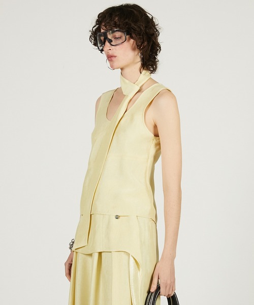 PRANK PROJECT(プランクプロジェクト)の「スカーフサテンタンク / Scarf Satin Tank(タンクトップ・レディース・ライトイエロー/アイボリー/ブラック・FREE)」の22枚目の写真