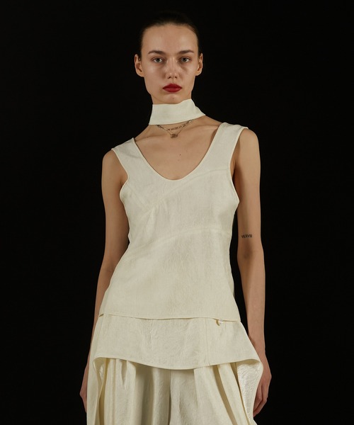 PRANK PROJECT(プランクプロジェクト)の「スカーフサテンタンク / Scarf Satin Tank(タンクトップ・レディース・ライトイエロー/アイボリー/ブラック・FREE)」の18枚目の写真