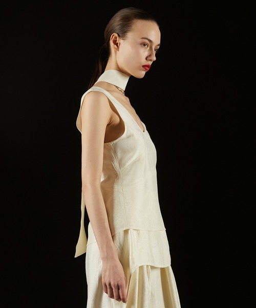 PRANK PROJECT(プランクプロジェクト)の「スカーフサテンタンク / Scarf Satin Tank(タンクトップ・レディース・ライトイエロー/アイボリー/ブラック・FREE)」の15枚目の写真