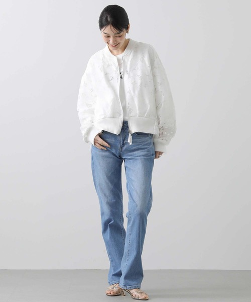 アウラアイラ　デニム　コンビネーション　白　ブルゾン　AULAAILA TWEED DENIM COMBINATION BLOUSON — aulaaila