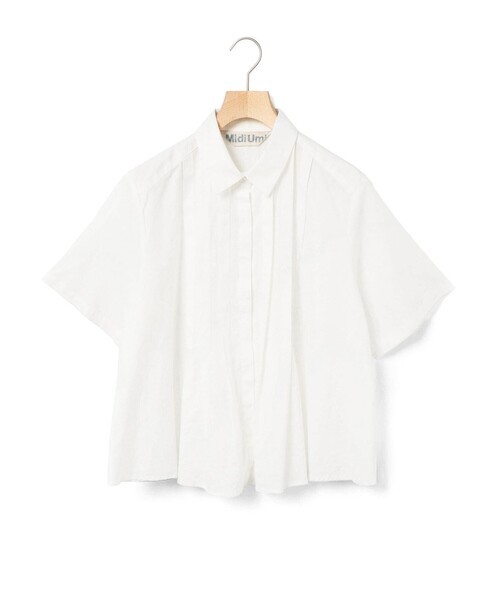 MidiUmi(ミディウミ)の「MidiUmi タックショートシャツ(シャツ/ブラウス・レディース・ブルー/オフホワイト/ブラック・FREE)」の16枚目の写真
