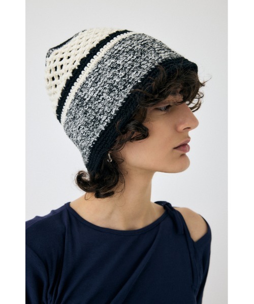 MOUSSY（マウジー）の「SUMMER KNIT ハット（ニットキャップ/ビーニー・レディース・ブラック/ブルー・FREE）」の3枚目の写真